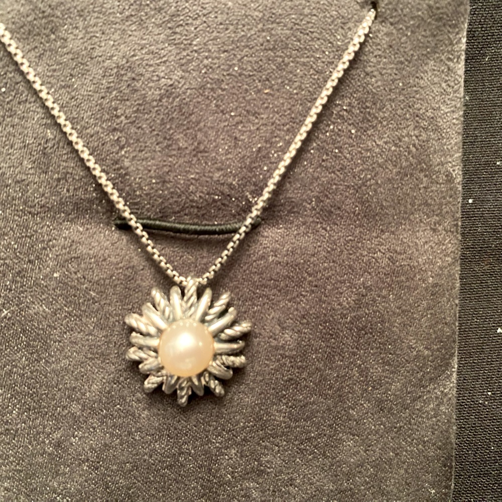 David Yurman Starburst Pendant in Sterling Silver w/ Pearl Center
